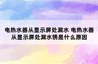 电热水器从显示屏处漏水 电热水器从显示屏处漏水锈是什么原因